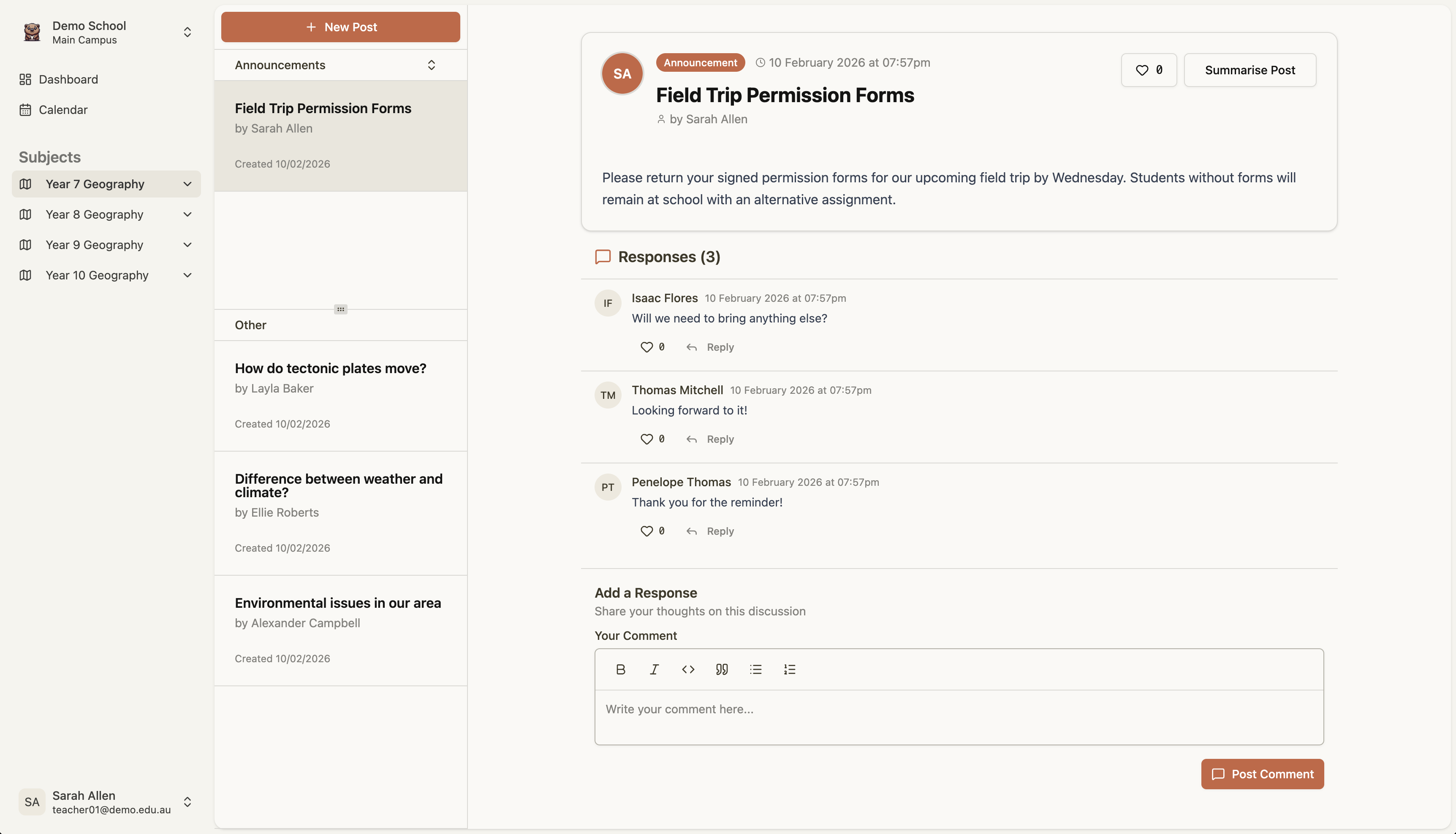 Discussion interface